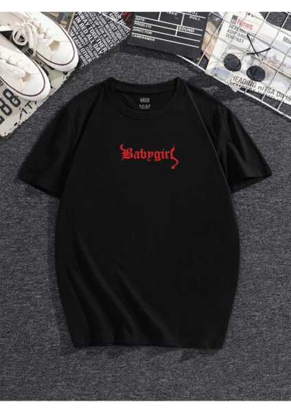 Babygırl Oversize Tshirt Kırmızı Yazılı