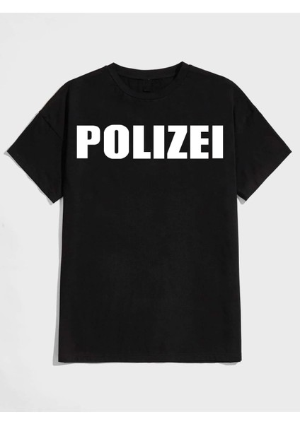 Polızeı Baskılı Oversize Tshırt