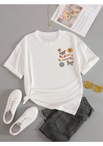 Posıtıvıtyy Baskılı Oversize Tshırt