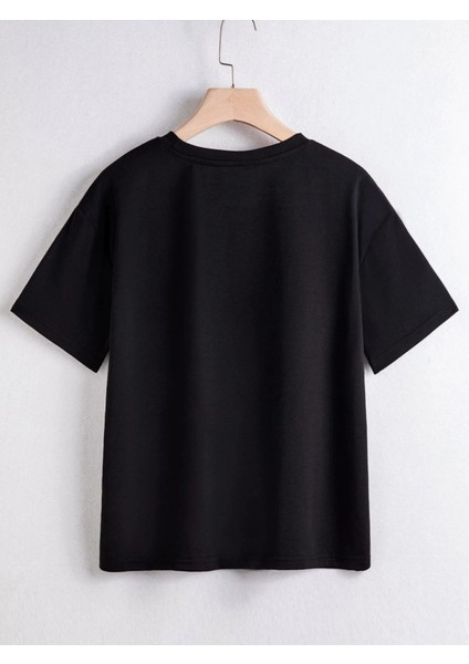 Rahat Kalıp Pamuklu Baskılı Siyah Çocuk T-Shirt fiyatları