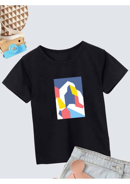 Rahat Kalıp Pamuklu Baskılı Siyah Çocuk T-Shirt