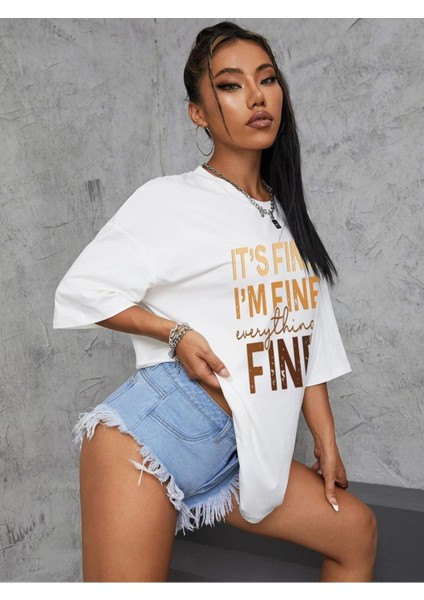 I'm Fıne Baskılı Oversize Tshırt fiyatları