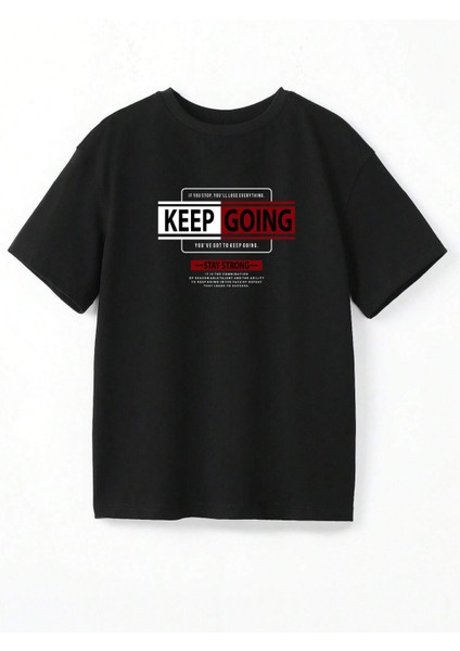 Keep Goıng Baskılı Oversize Tshırt