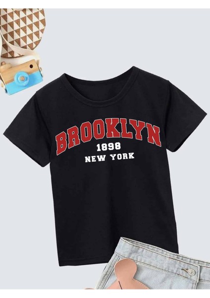 Rahat Kalıp Pamuklu Baskılı Siyah Çocuk T-Shirt