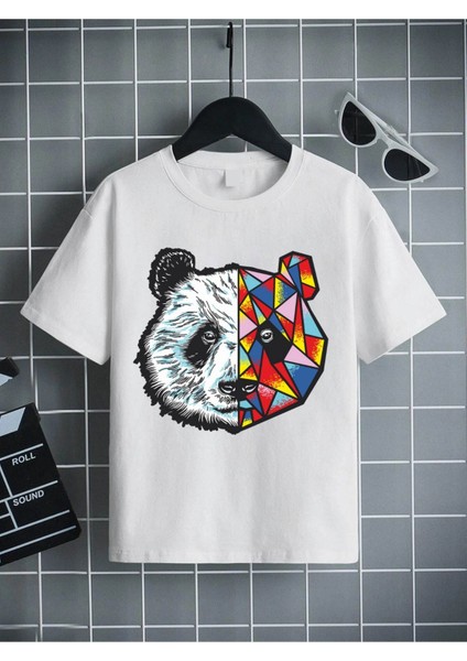 Rahat Kalıp Pamuklu Baskılı Beyaz Çocuk T-Shirt