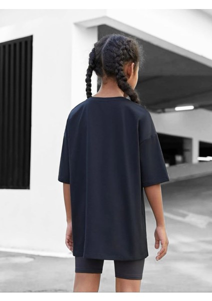 Çocuk Oversize Tatlı Kedi Pamuklu Bisiklet Yaka T-Shirt fiyatları
