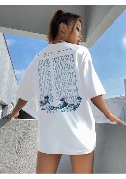 Dalga Baskılı Oversize Tshırt