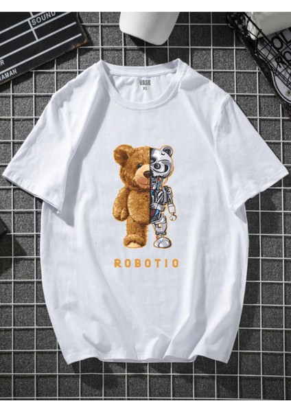 Robotıc Ayı Baskılı Oversize Tshirt