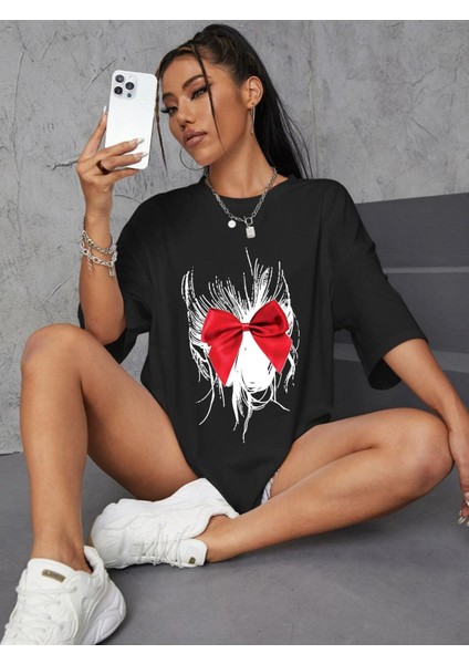 Fiyonk Baskılı Oversize Tshırt