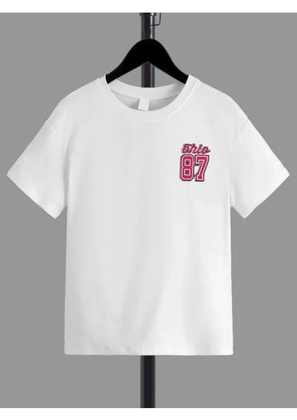 Rahat Kalıp Pamuklu Baskılı Beyaz Çocuk T-Shirt