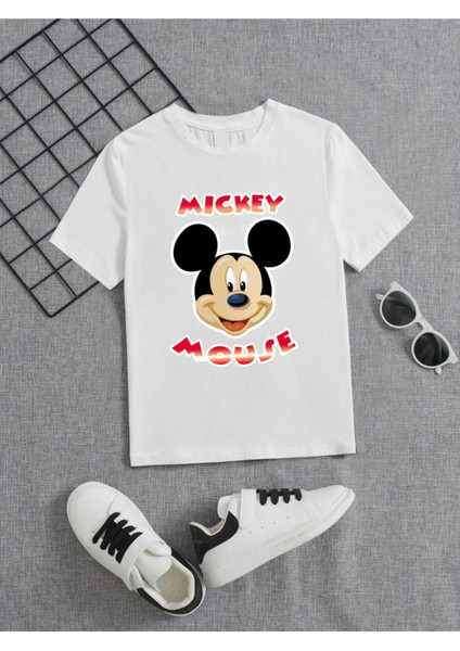 Rahat Kalıp Pamuklu Baskılı Beyaz Çocuk T-Shirt