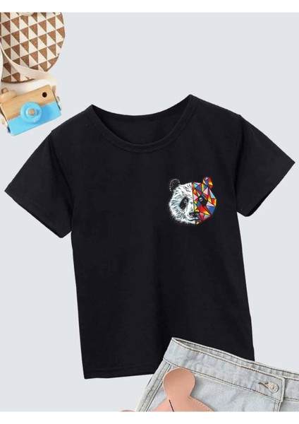 Rahat Kalıp Pamuklu Baskılı Siyah Çocuk T-Shirt
