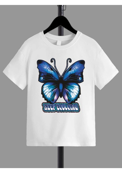 Rahat Kalıp Pamuklu Baskılı Beyaz Çocuk T-Shirt