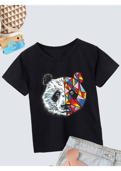 Rahat Kalıp Pamuklu Baskılı Siyah Çocuk T-Shirt