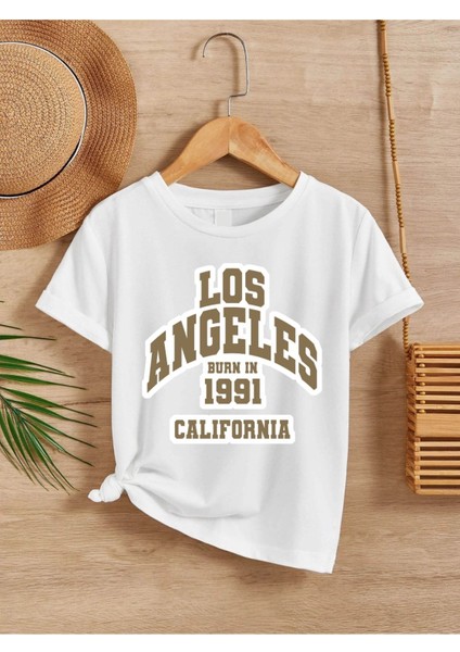 Rahat Kalıp Pamuklu Baskılı Beyaz Çocuk T-Shirt