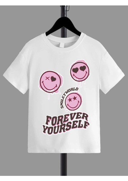 Rahat Kalıp Pamuklu Baskılı Beyaz Çocuk T-Shirt