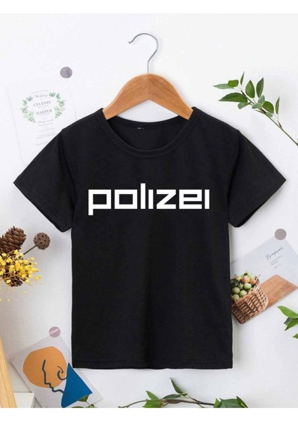 Rahat Kalıp Pamuklu Baskılı Siyah Çocuk T-Shirt