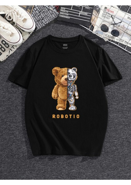 Robotıc Ayı Baskılı Oversize Tshirt