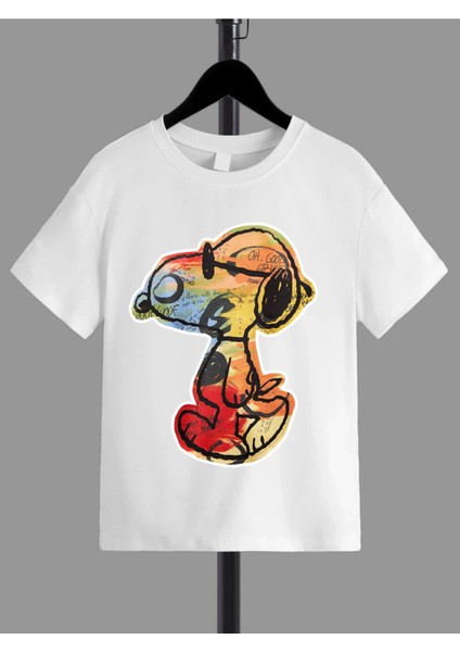 Rahat Kalıp Pamuklu Baskılı Beyaz Çocuk T-Shirt