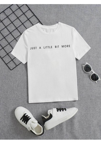 Rahat Kalıp Pamuklu Baskılı Beyaz Çocuk T-Shirt