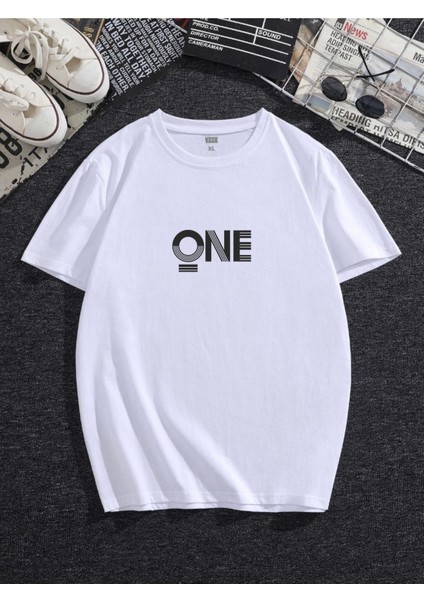 One Baskılı Oversize Tshirt