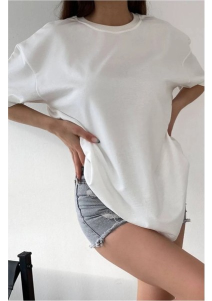 Kadın Oversıze Düz Pamuklu Tişört fiyatları