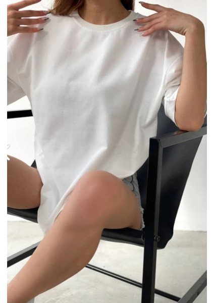 Kadın Oversıze Düz Pamuklu Tişört fırsatları