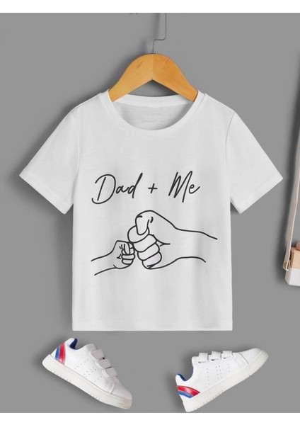 Rahat Kalıp Pamuklu Dad + Me Baskılı Çocuk T-Shirt