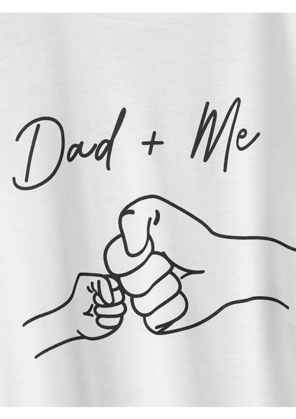 Rahat Kalıp Pamuklu Dad + Me Baskılı Çocuk T-Shirt fiyatları