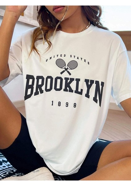 Brooklyn Baskılı Oversize Tshırt