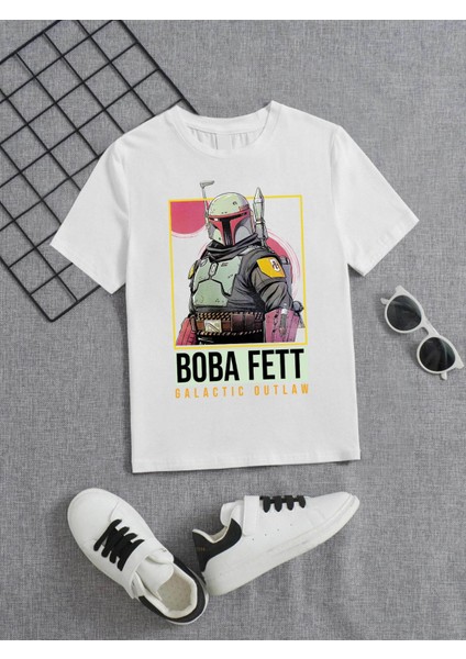 Rahat Kalıp Pamuklu Baskılı Beyaz Çocuk T-Shirt