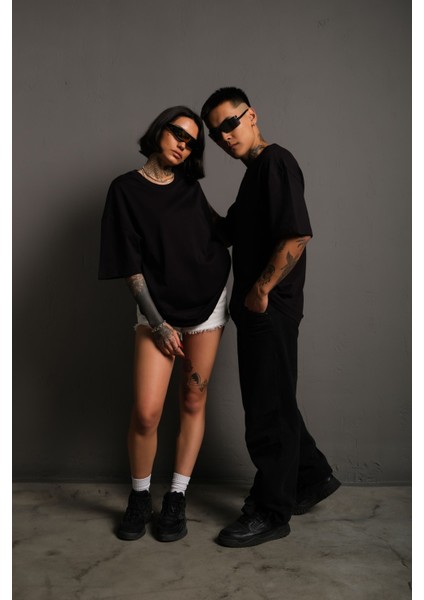 Oversize Düz Pamuklu T-Shirt modelleri