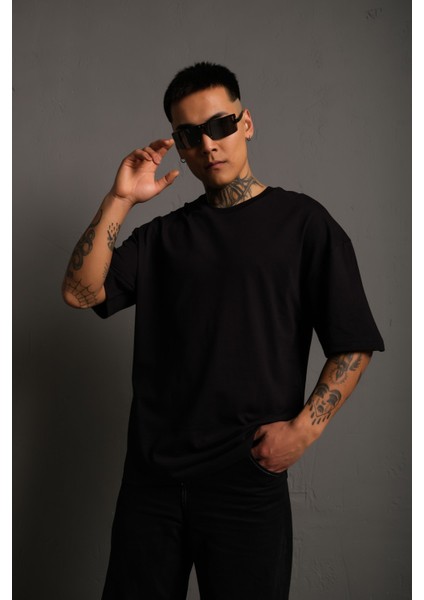 Oversize Düz Pamuklu T-Shirt indirimleri