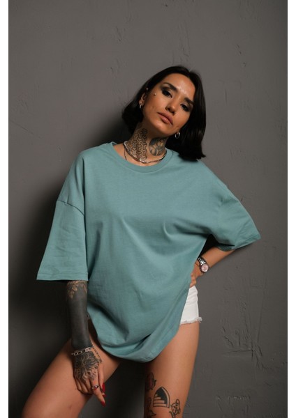 Oversize Düz Pamuklu T-Shirt modelleri