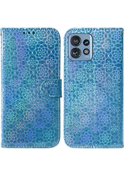 Motorola Kenar 40 Pro Için Kılıf Standı Tutucu Kart Yuvası Glitter Renkli Pu (Yurt Dışından)