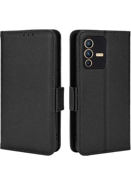 Vivo V23 5g Için Kılıf Manyetik Pu Deri Cüzdan Kart Yuvaları Tutucu Yan (Yurt Dışından)
