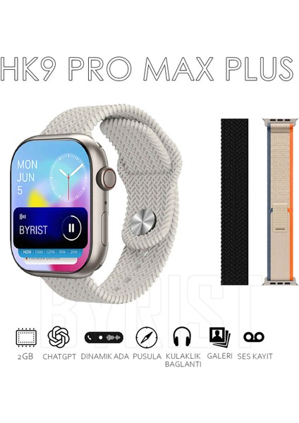 Hk9 Pro Max Plus Gen4 46MM Amoled Ekran Galeri/ses Kayıt/2gb Depolama Özellikli 2024 Akıllı Saat