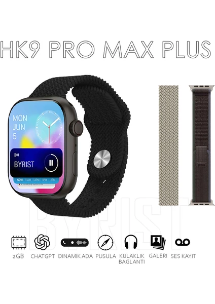 Hk9 Pro Max Plus Gen4 46MM Amoled Ekran Galeri/ses Kayıt/2gb Depolama Özellikli 2024 Akıllı Saat