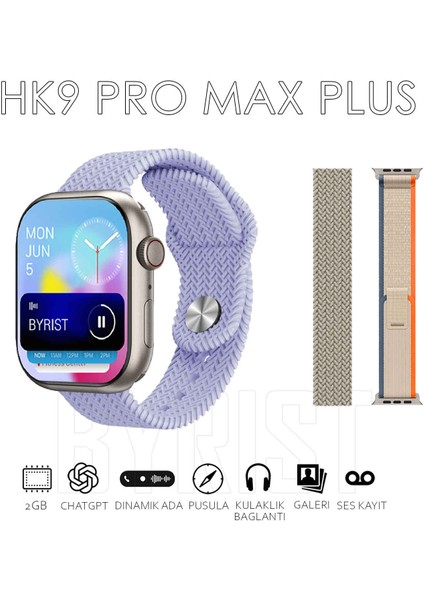 Hk9 Pro Max Plus Gen4 46MM Amoled Ekran Galeri/ses Kayıt/2gb Depolama Özellikli 2024 Akıllı Saat