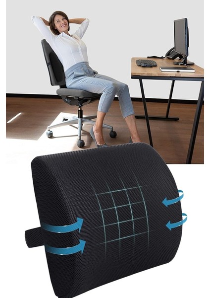 Tekno Trust 36 x 33 Poliüretan Lüx Ortopedik Sırt Araç Koltuk Sandalye Bel Yastığı Desteği Minderi Gbbel Minder