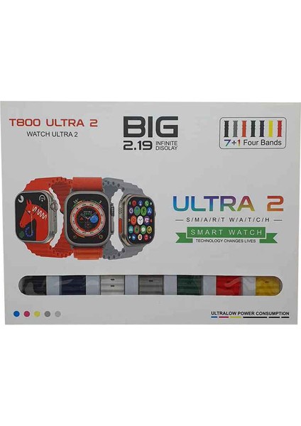 T800 Ultra 2 2.19" Tft Ekran 49MM 7 Kordon + Kasa Koruyucu ve BYRPODS12 Bluetooth Kulaklık Ikili Set