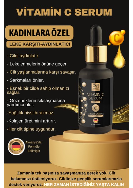 Kadın Madeem Krem - Vitamin C Serum Profesyonel Günlük Kullanım 30 ml - 40 ml