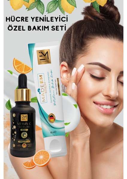 Kadın Madeem Krem - Vitamin C Serum Profesyonel Günlük Kullanım 30 ml - 40 ml