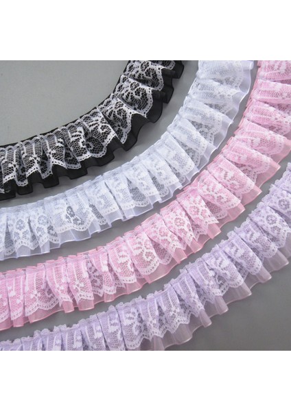 Pembe Tarzı 3 Yard Çift Katmanlı Pileli Organze Dantel Trim Şerit Fırfır Trim Kumaş Işlemeli Yaka Dikiş Giyim Ekleme Malzemesi 4cm (Yurt Dışından) fiyatları