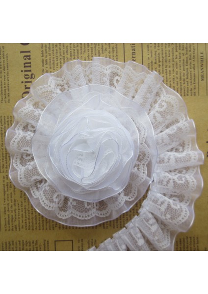 Pembe Tarzı 3 Yard Çift Katmanlı Pileli Organze Dantel Trim Şerit Fırfır Trim Kumaş Işlemeli Yaka Dikiş Giyim Ekleme Malzemesi 4cm (Yurt Dışından) modelleri