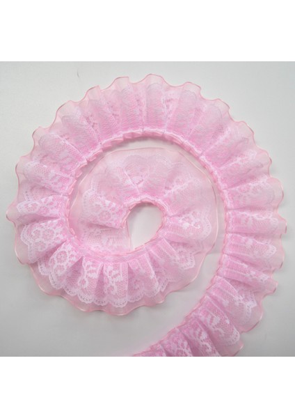 Pembe Tarzı 3 Yard Çift Katmanlı Pileli Organze Dantel Trim Şerit Fırfır Trim Kumaş Işlemeli Yaka Dikiş Giyim Ekleme Malzemesi 4cm (Yurt Dışından) fırsatları