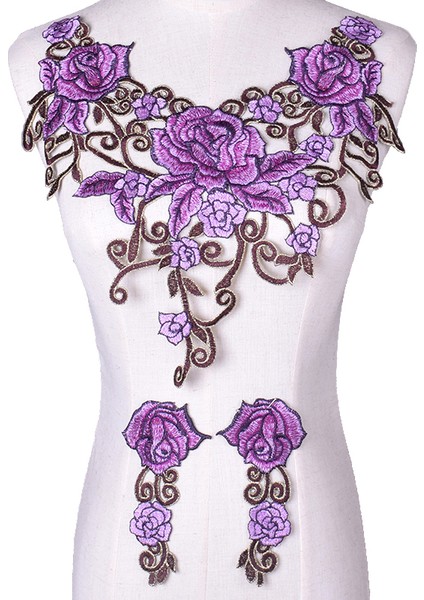 No.41 Tarzı Urple Nakış Yaka Yaka Venise Dantel Çiçekler Yaka Aplike Trim, Dantel Kumaş Dikiş Malzemeleri (Yurt Dışından)
