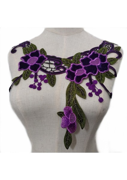 No.41 Tarzı Urple Nakış Yaka Yaka Venise Dantel Çiçekler Yaka Aplike Trim, Dantel Kumaş Dikiş Malzemeleri (Yurt Dışından)