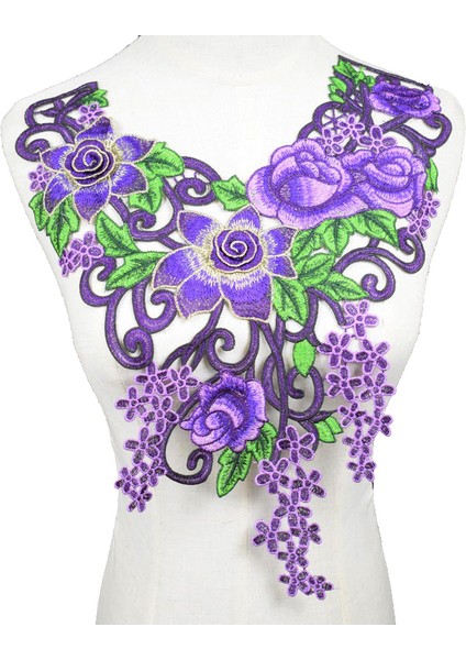 No.41 Tarzı Urple Nakış Yaka Yaka Venise Dantel Çiçekler Yaka Aplike Trim, Dantel Kumaş Dikiş Malzemeleri (Yurt Dışından)