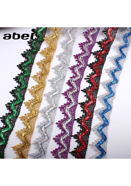 Siyah Yeşil Stil Yards Zigzag Altın Payetler Giysiler Için Dantel Şerit Kenar Sarma Düğün Parti Elbise Cosplay Giysileri Dikiş Dantel Süsler (Yurt Dışından)